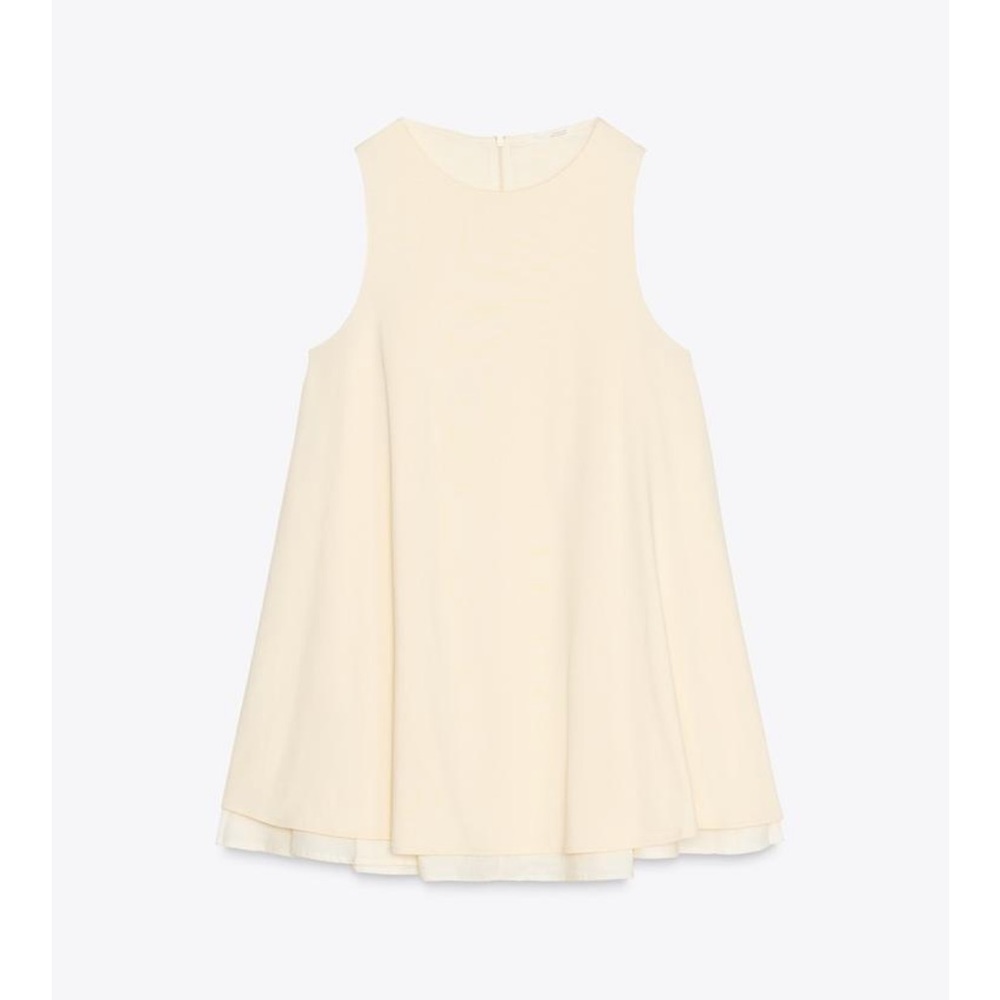 Zara Cream Sleeveless Swing Dress